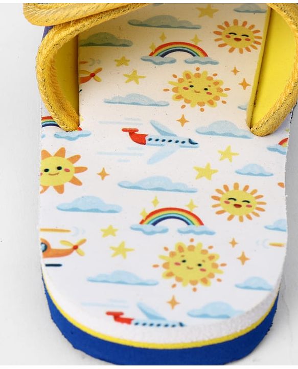 Cute Walk by Babyhug Slip On Slider With Rainbow Print in Blue