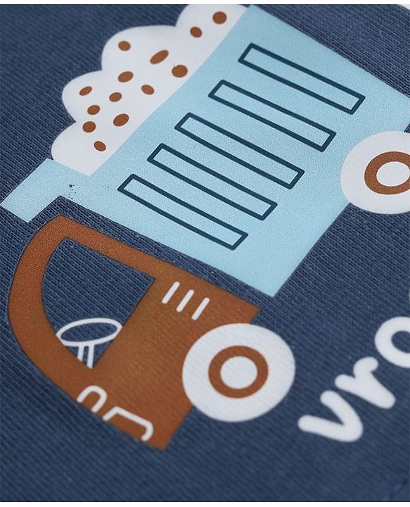 Babyhug 100% Cotton Knit Shorts With Vehicle & Text Print Pack of 3 - Blue, Coral & Cream
