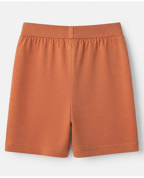 Babyhug 100% Cotton Knit Shorts With Vehicle & Text Print Pack of 3 - Blue, Coral & Cream