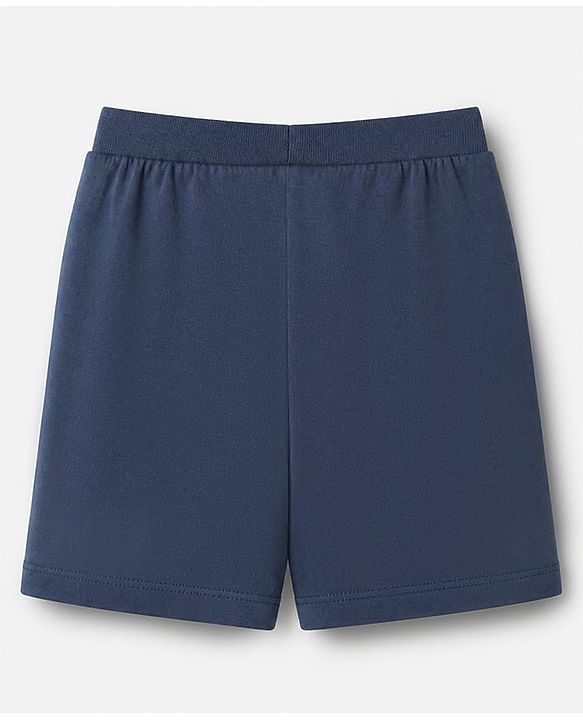 Babyhug 100% Cotton Knit Shorts With Vehicle & Text Print Pack of 3 - Blue, Coral & Cream