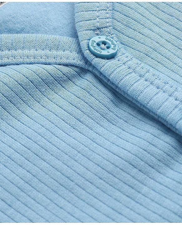 Babyhug Knit Full Sleeves Solid Front Open Thermal Inner Wear Vest -Light Blue