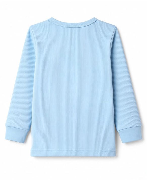 Babyhug Knit Full Sleeves Solid Front Open Thermal Inner Wear Vest -Light Blue