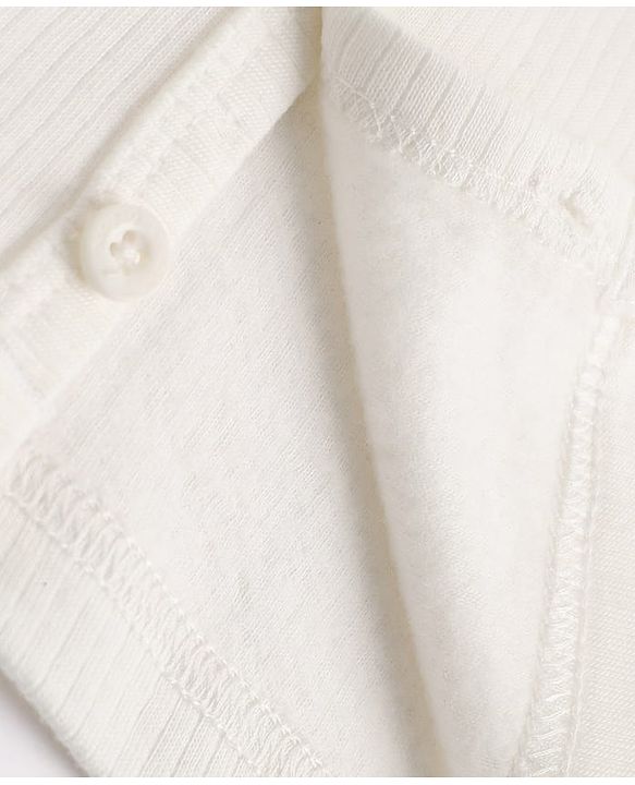 Babyhug Knit Full Sleeves Solid Front Open Thermal Inner Wear Vest - OffWhite