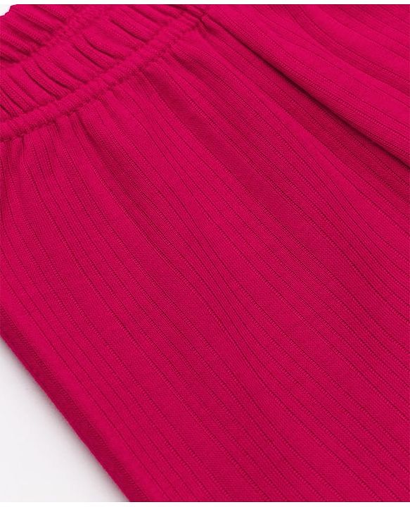Babyhug Cotton Mix Knit Solid Thermal leggings in Red