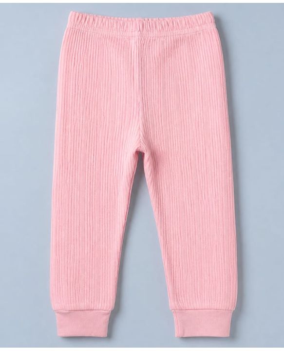 Babyhug Cotton Mix Knit Solid Thermal Bottom with Full Length in Pink