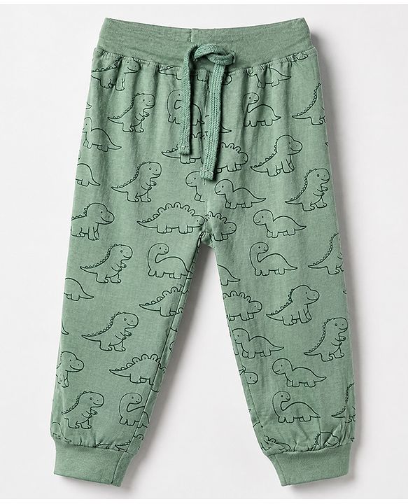Babyhug Cotton Jersey Knit Full Length Lounge Pant Pack of 2 - Green Peach