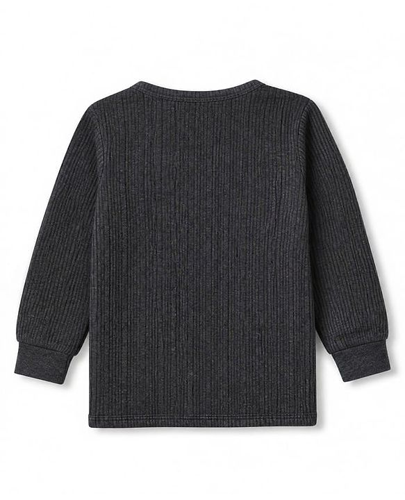 Babyhug Cotton Mix Knit Full Sleeves Front Open Thermal Vest- Charcoal Grey