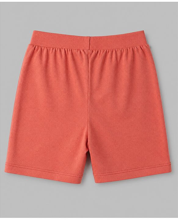 Babyhug 100% Cotton Single Jersey Knit Mid Thigh Shorts with Giraffe & Lion Print in Pack of 3 - Green Orange & Cream