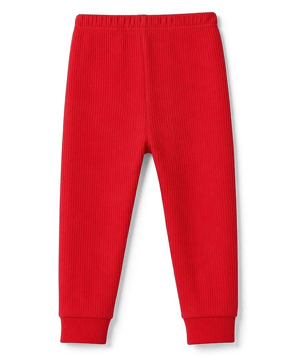 Babyhug Cotton Knit Full Sleeves Front open Thermal Inner Wear Set- Red