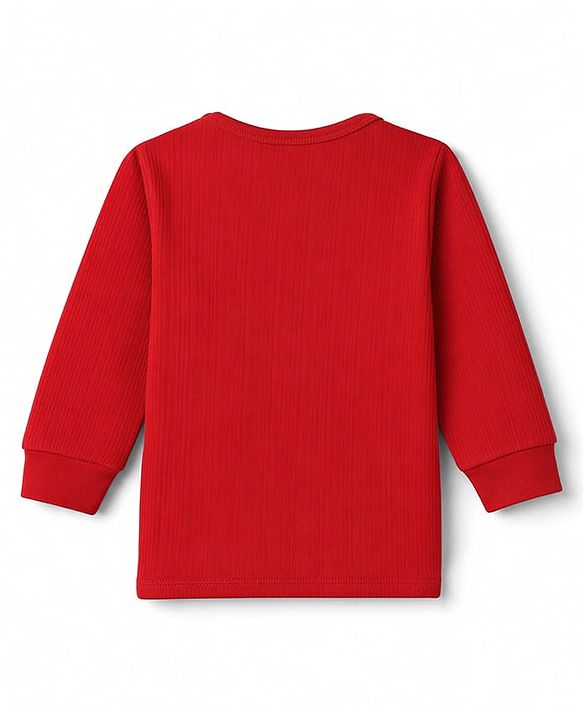 Babyhug Cotton Knit Full Sleeves Front open Thermal Inner Wear Set- Red