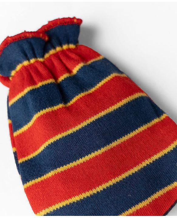 Babyhug 100% Cotton Interlock Knit Striped Mittens & Booties - Maroon