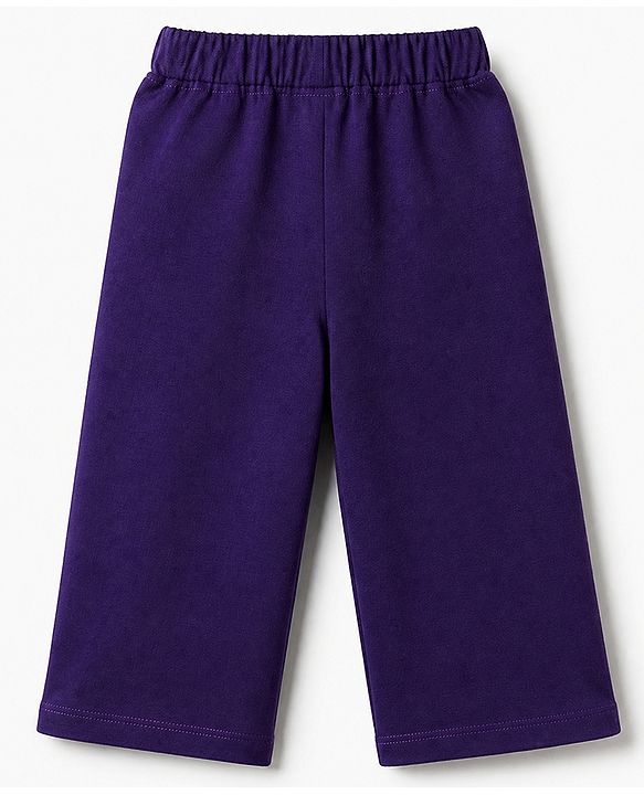 Babyhug Cotton Knit Jogger Fit Full Length Lounge Pants with Flower Patch Pack of 3 in Fuchsia