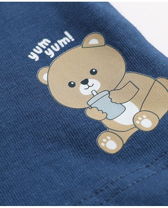 Babyhug 100% Cotton Jersey Knit Shorts with Bear Print in Blue Green & White Pack of 3