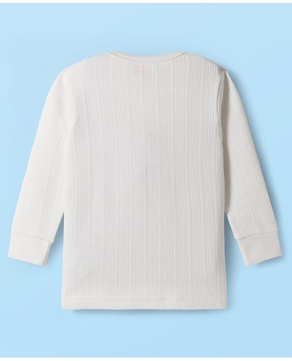 Babyhug Cotton Mix Knit 3 Piece Solid Pullover, Vest & Pants Thermal Set - Offwhite