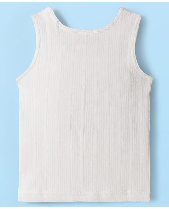 Babyhug Cotton Mix Knit 3 Piece Solid Pullover, Vest & Pants Thermal Set - Offwhite