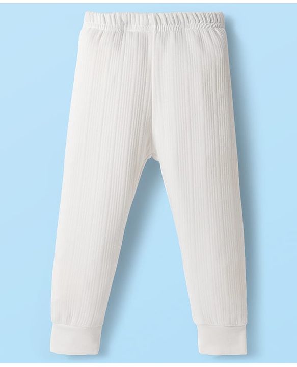 Babyhug Cotton Mix Knit 3 Piece Solid Pullover, Vest & Pants Thermal Set - Offwhite