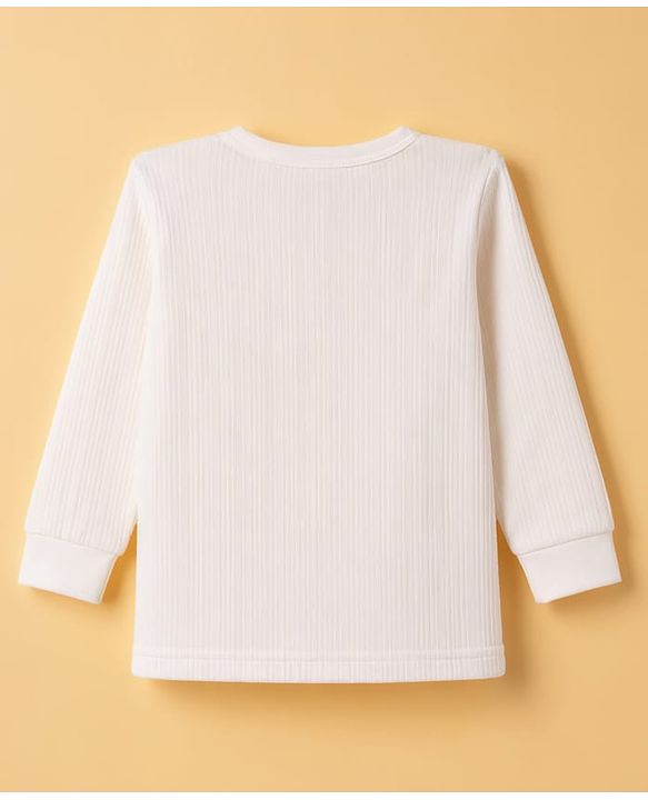 Babyhug Cotton Mix Knit 3 Piece Solid Pullover, Vest & Pants Thermal Set - Offwhite