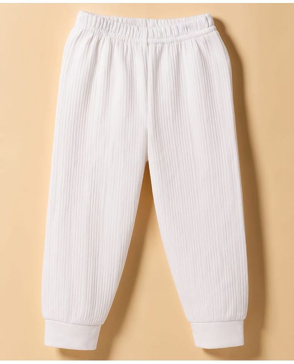 Babyhug Cotton Mix Knit 3 Piece Solid Pullover, Vest & Pants Thermal Set - Offwhite