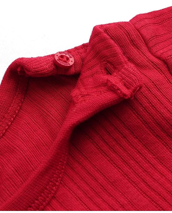 Babyhug Cotton Mix Knit 3 Piece Solid Pullover, Vest & Pant Thermal Set - Red