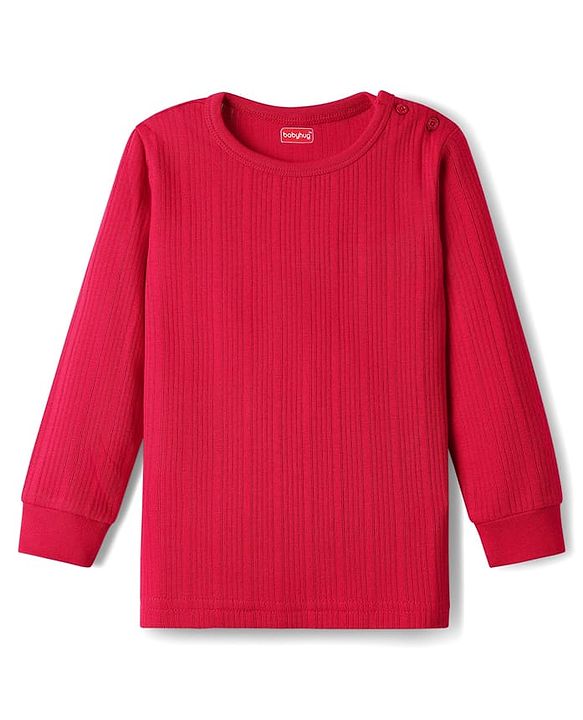 Babyhug Cotton Mix Knit 3 Piece Solid Pullover, Vest & Pant Thermal Set - Red