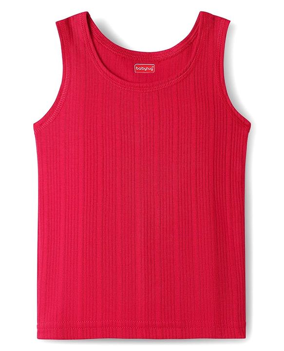 Babyhug Cotton Mix Knit 3 Piece Solid Pullover, Vest & Pant Thermal Set - Red