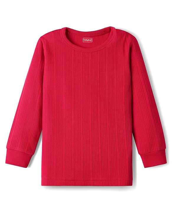 Babyhug Cotton Mix Knit 3 Piece Solid Pullover, Vest & Pant Thermal Set - Red