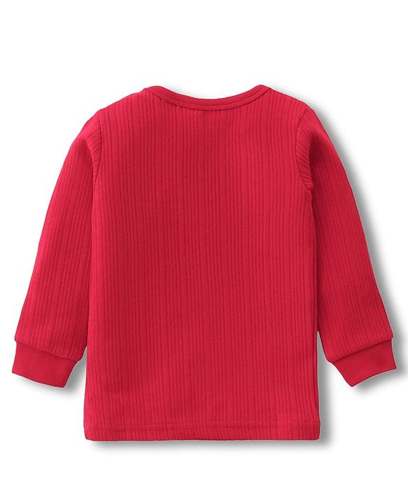 Babyhug Cotton Mix Knit 3 Piece Solid Pullover, Vest & Pant Thermal Set - Red
