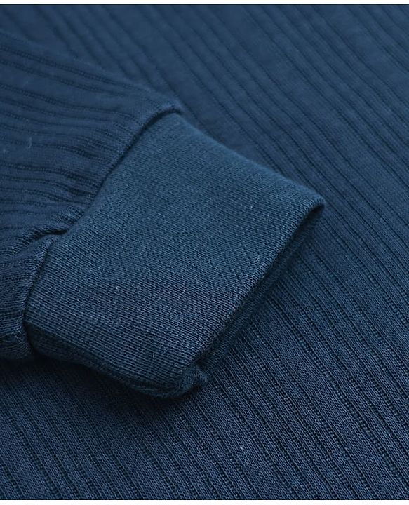 Babyhug Knit Full Sleeves Solid Vests & Pant Thermal Inner Wear - Navy Blue