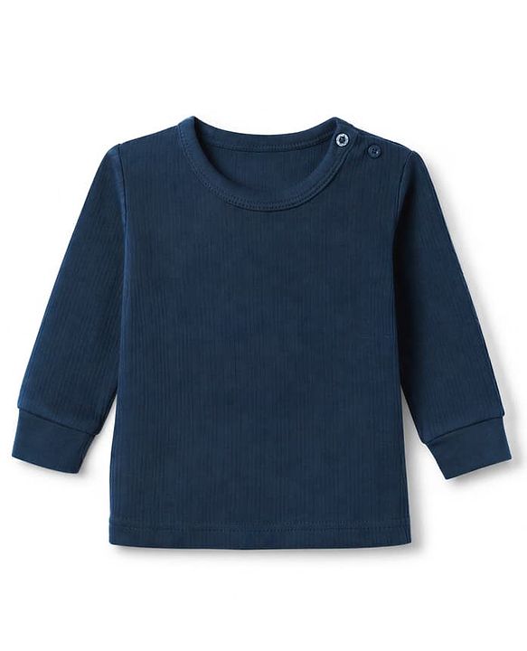 Babyhug Knit Full Sleeves Solid Vests & Pant Thermal Inner Wear - Navy Blue
