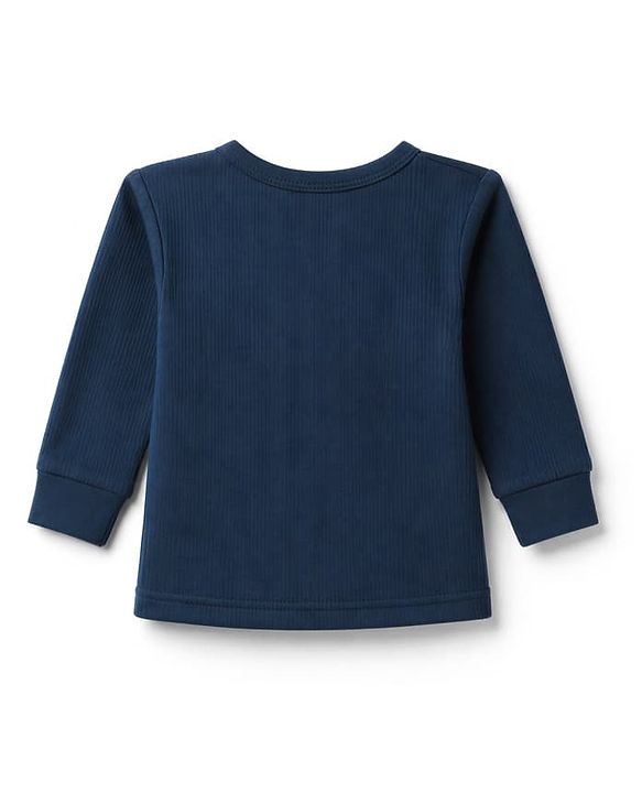 Babyhug Knit Full Sleeves Solid Vests & Pant Thermal Inner Wear - Navy Blue