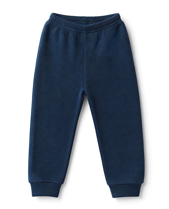 Babyhug Knit Full Sleeves Solid Vests & Pant Thermal Inner Wear - Navy Blue