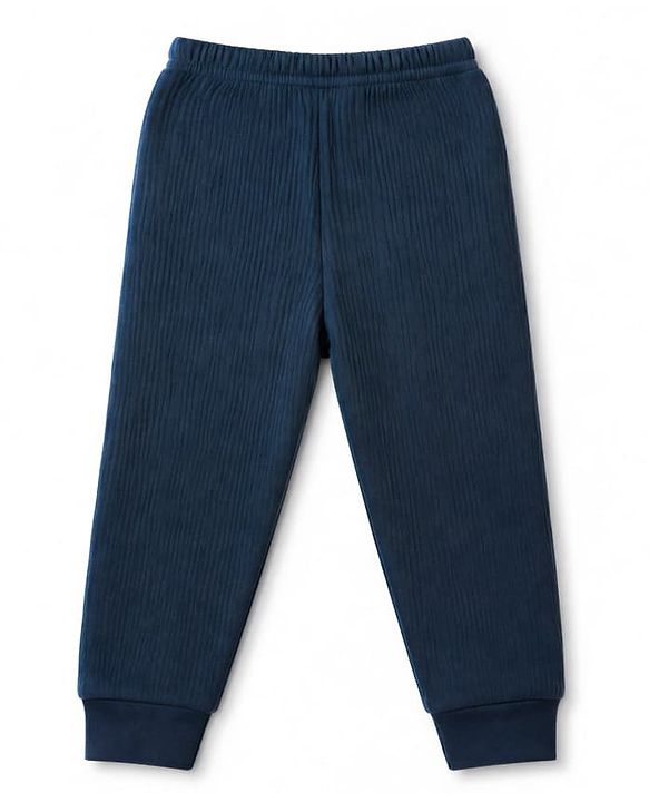Babyhug Knit Full Sleeves Solid Vests & Pant Thermal Inner Wear - Navy Blue