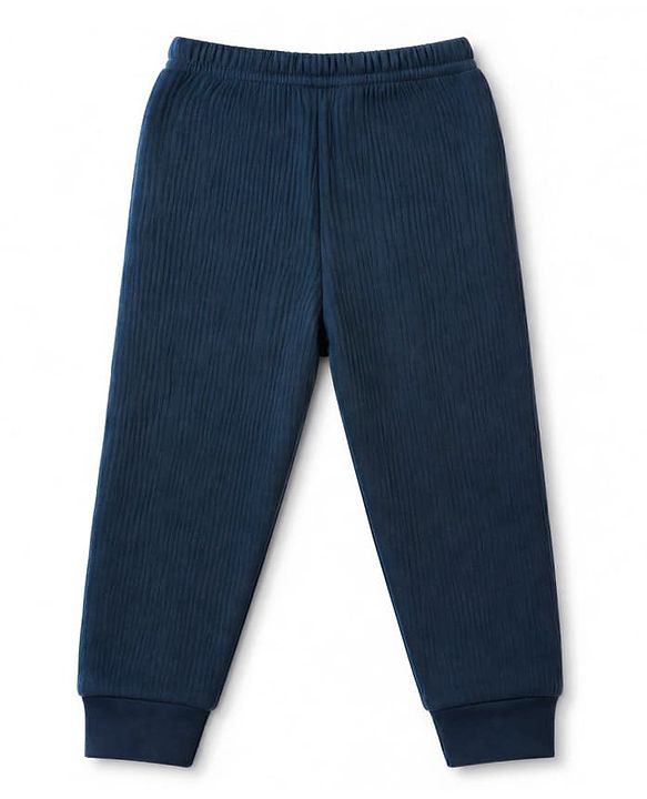 Babyhug Knit Full Sleeves Solid Vests & Pant Thermal Inner Wear - Navy Blue