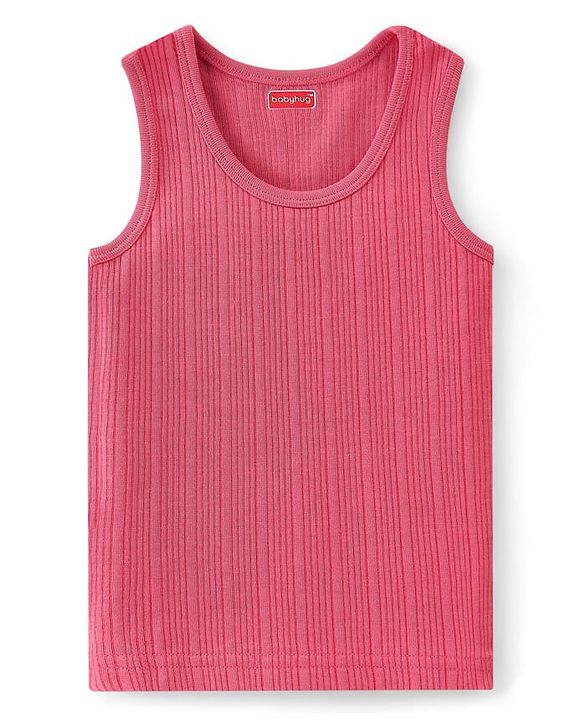 Babyhug Cotton Mix Knit 3 Piece Solid Pullover, Vest & Pant Thermal Set - Coral
