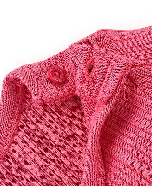 Babyhug Cotton Mix Knit 3 Piece Solid Pullover, Vest & Pant Thermal Set - Coral