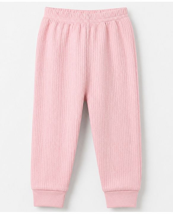 Babyhug Knit Solid Thermal Leggings Pack of 2 - Pink & Light Blue