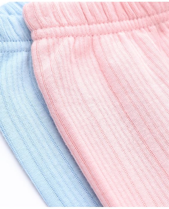 Babyhug Knit Solid Thermal Leggings Pack of 2 - Pink & Light Blue