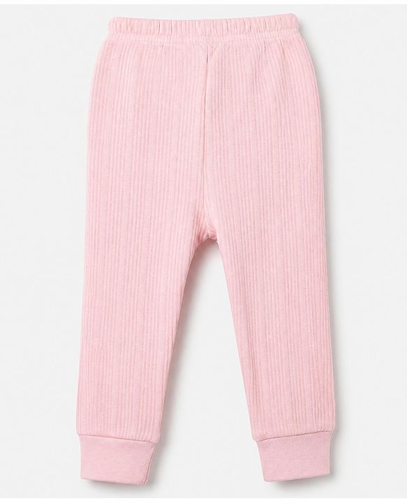 Babyhug Knit Solid Thermal Leggings Pack of 2 - Pink & Light Blue