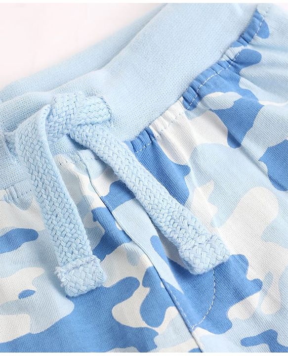 Babyhug Cotton Jersey Knit Camouflage Printed Lounge Pant Pack of 3 - Blue Grey Yellow