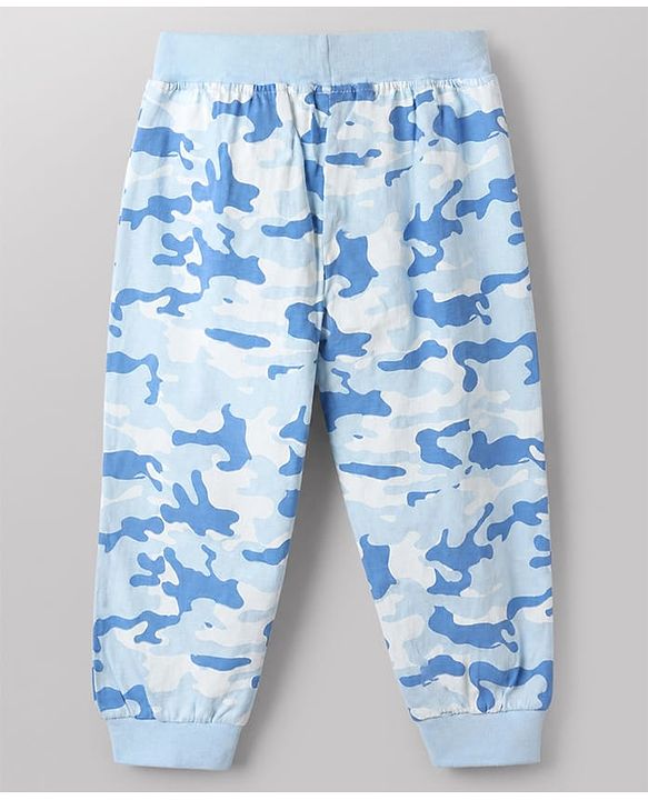 Babyhug Cotton Jersey Knit Camouflage Printed Lounge Pant Pack of 3 - Blue Grey Yellow
