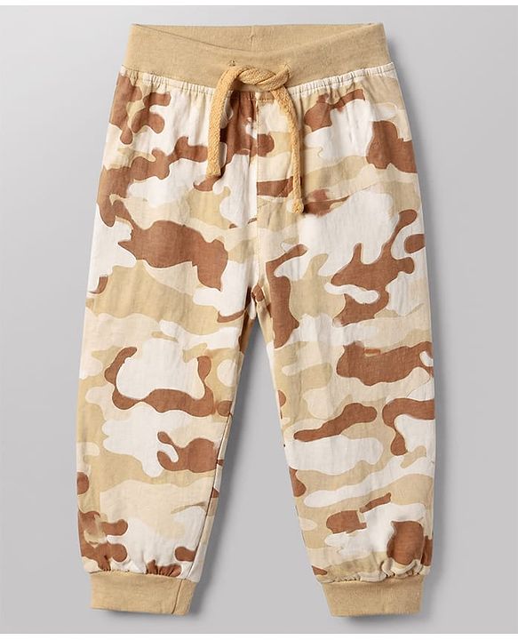 Babyhug Cotton Jersey Knit Camouflage Printed Lounge Pant Pack of 3 - Blue Grey Yellow