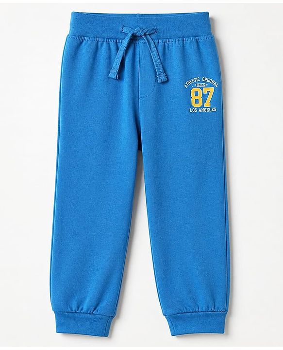 Babyhug Cotton Knit Jogger Fit Full Length Lounge Pant with Text Print Pack of 3 - Blue Yellow Red