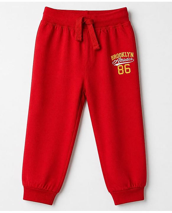 Babyhug Cotton Knit Jogger Fit Full Length Lounge Pant with Text Print Pack of 3 - Blue Yellow Red