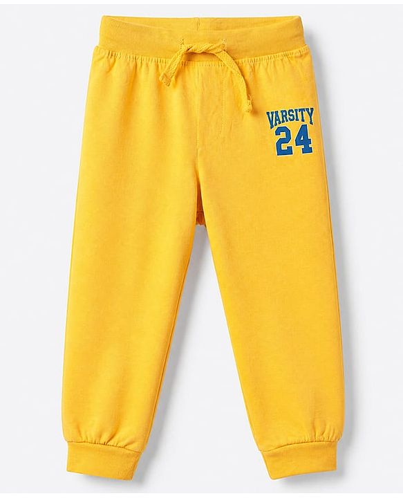 Babyhug Cotton Knit Jogger Fit Full Length Lounge Pant with Text Print Pack of 3 - Blue Yellow Red