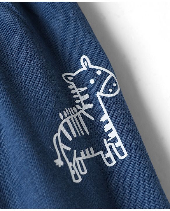 Babyhug Cotton Knit Full Length Jogger Fit Lounge Pant With Animal Print Pack of 3 in Navy Blue Grey Yellow