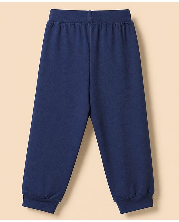Babyhug Cotton Jersey Knit Full Length Lounge Pant with Dino Print in Blue & White Pack of 3