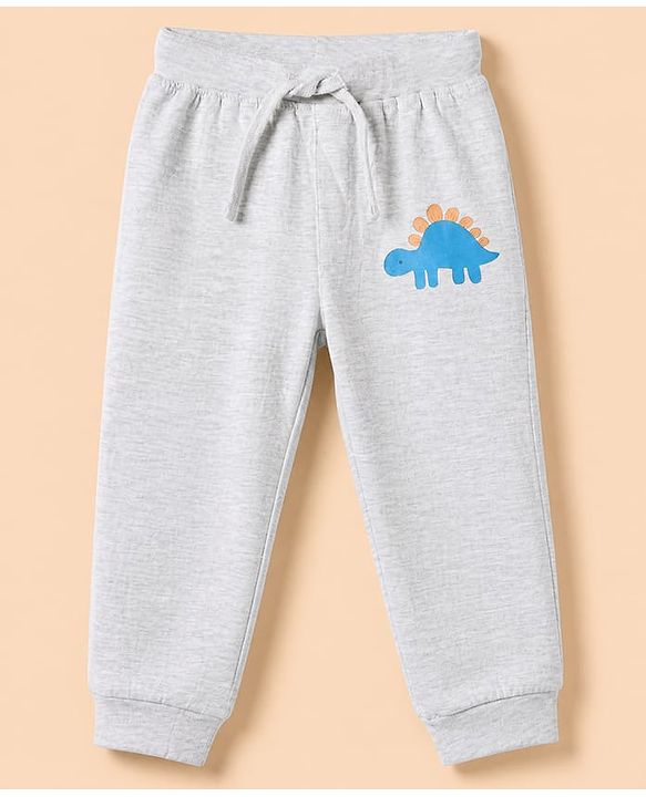 Babyhug Cotton Jersey Knit Full Length Lounge Pant with Dino Print in Blue & White Pack of 3