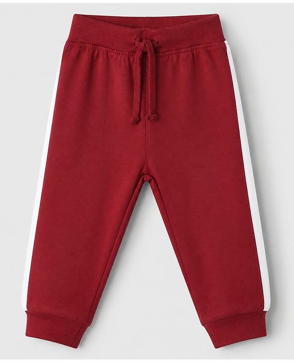 Babyhug Cotton Jersey Knit Full Length Track Pants WIth Animal Print Pack of 3 - Beige Navy Blue & Red