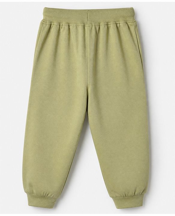 Babyhug Cotton Knit Full Length Jogger Fit Lounge Pant With Dino Print Pack of 2 in Green