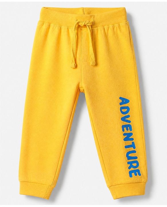 Babyhug Cotton Knit Full Length Jogger Fit Lounge Pant With Camouflage Print Pack of 2 in Yellow Blue